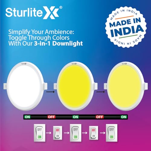 Sturlite Dex 15W (3 in1) Round LED Downlight|Warm, Neutral & Cool White Color Temperature|1500 Lumens with CRI Tech for Various Ceiling Types and Rooms - (Pack of 1) - Image 3