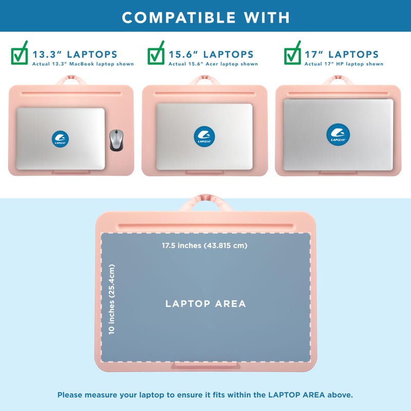 LAPGEAR Original Lap Desk â€“ Fits Up to 17â€³ Laptops â€“ Rose Quartz â€“ Style No. 45154 - Image 3