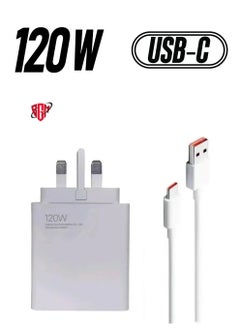 Genuine Xiaomi 120W Ultra Fast Charger with USB-C 6A Cable, UK Plug, Fast Charging for Xiaomi Devices