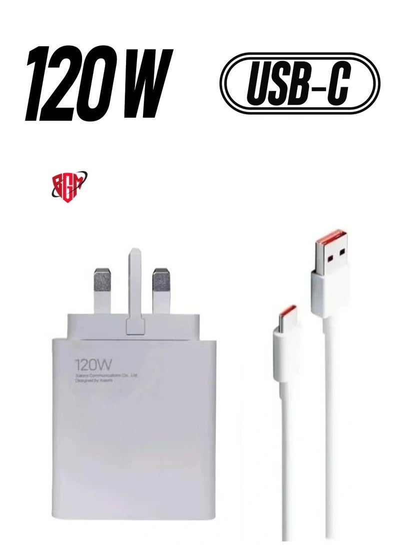 BGM - Genuine Xiaomi 120W Ultra Fast Charger with USB-C 6A Cable, UK Plug, Fast Charging for Xiaomi Devices - Image 1