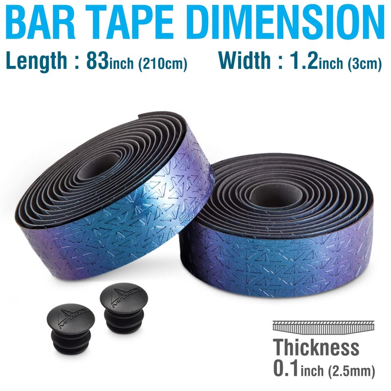 MARQUE Pro Bike Handlebar Tape â€“ Road Cycling Bicycle Handle Bar Wrap with Adhesive Backs, Comes with Pair of Bar End Plugs â€“ 2 Rolls per Set (Galaxy Plus) - Image 3