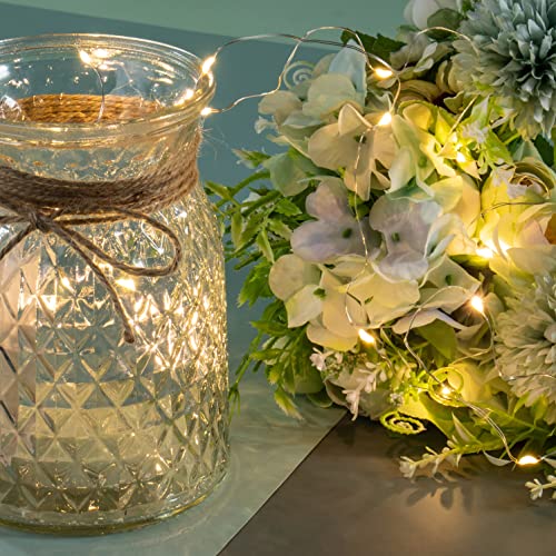 KELINGO Artificial LED Green Rose Flowers with Glass Vase, Remote Control Led Light, Flower Arrangement for Table Centerpiece, Home Office Wedding Decoration - Image 3