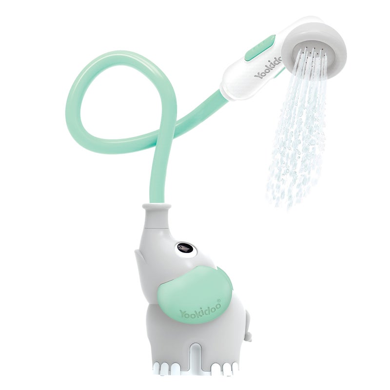 Yookidoo Baby Bath Shower Head - Elephant Water Pump with Trunk Spout Rinser - Control Water Flow from 2 Elephant Trunk Knobs for Maximum Fun in Tub or Sink for Newborn Babies - Image 1