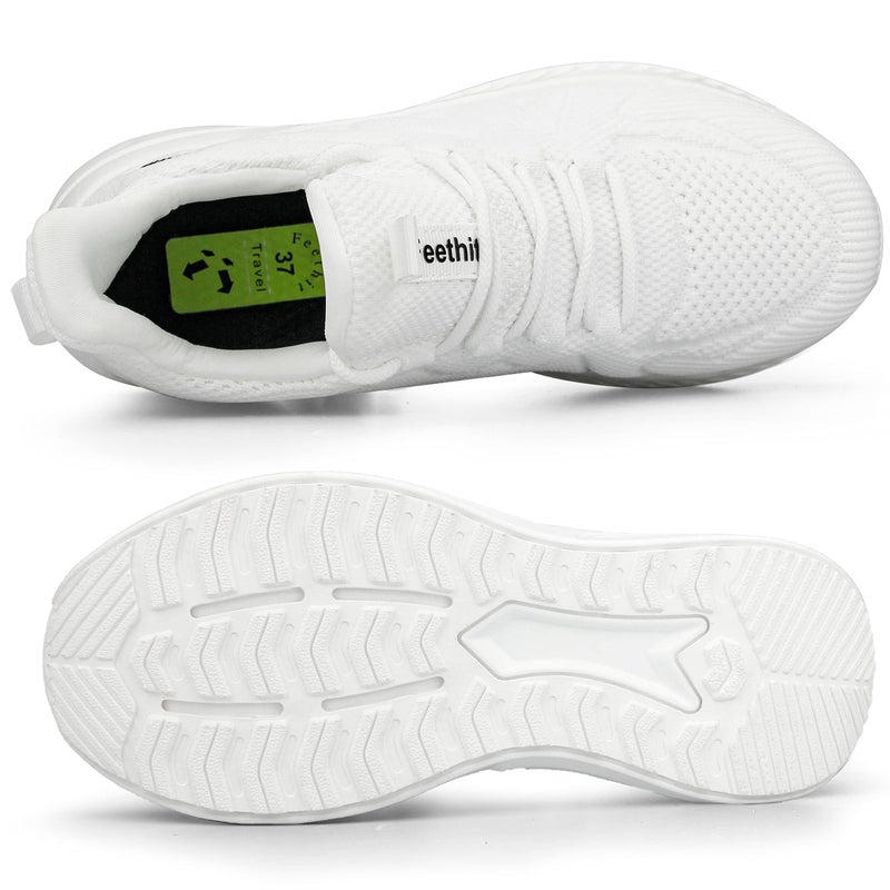 Feethit Womens Tennis Shoes Running Walking Sneakers Lightweight Gym Shoes for Workout Work Travel Athletic White Size 8 - Image 5