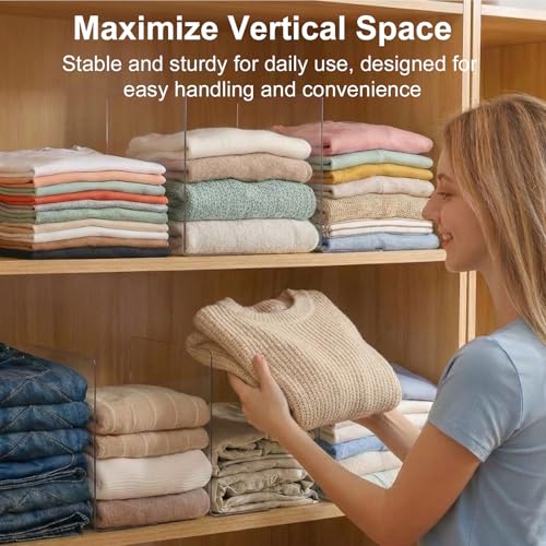 SortNStore Shelf Dividers for Closet Organization: 10" Tall x 12" Deep, Adhesive Separators Features Acrylic Material and Provides Storage for Clothes and Purses in Bedroom Cabinets(8-Pack) - Image 4
