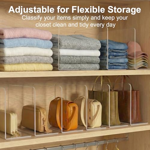 SortNStore Shelf Dividers for Closet Organization: 10" Tall x 12" Deep, Adhesive Separators Features Acrylic Material and Provides Storage for Clothes and Purses in Bedroom Cabinets(8-Pack) - Image 5