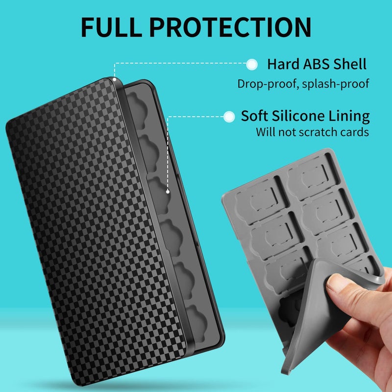 MOSAHOLL Switch Game Case Holder with 24 Cartridge Slots and 24 Micro SD Card Storage, Slim Portable Game Organizer Traveler Gift Accessories with Magnetic Closure, Protective Hard Shell and Soft Lining - Image 5
