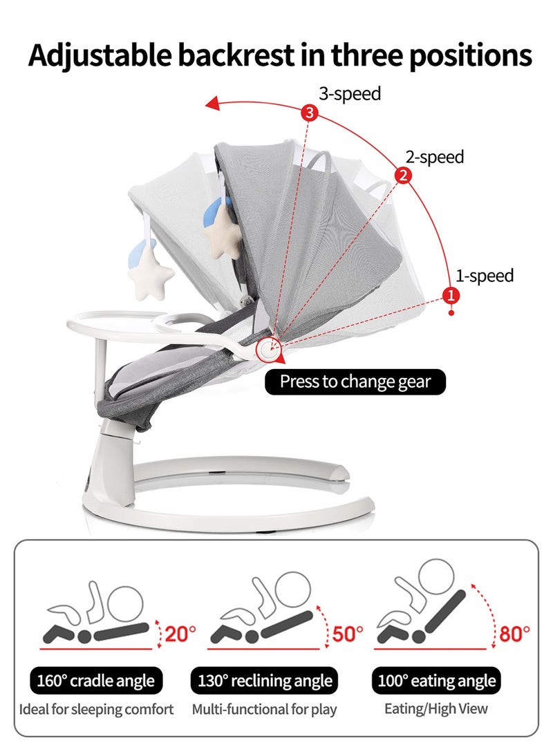 إبسون كرسي هزاز كهربائي للأطفال، مقعد هزاز للرضع بـ 5 سرعات، 8 تهويدات، يعمل بالبطارية أو المحول، مع جهاز تحكم عن بعد - Image 3