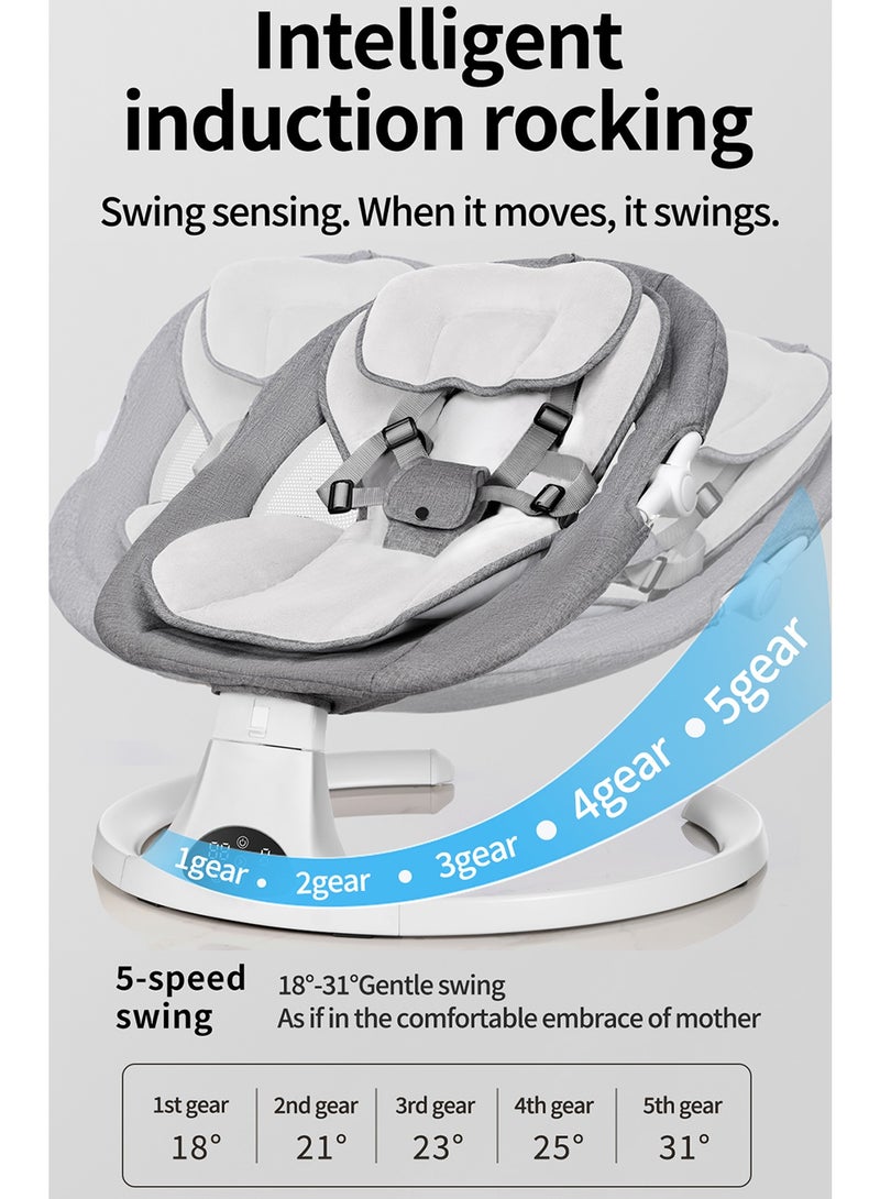 إبسون كرسي هزاز كهربائي للأطفال، مقعد هزاز للرضع بـ 5 سرعات، 8 تهويدات، يعمل بالبطارية أو المحول، مع جهاز تحكم عن بعد - Image 2