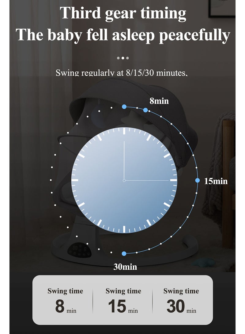 إبسون كرسي هزاز كهربائي للأطفال، مقعد هزاز للرضع بـ 5 سرعات، 8 تهويدات، يعمل بالبطارية أو المحول، مع جهاز تحكم عن بعد - Image 4