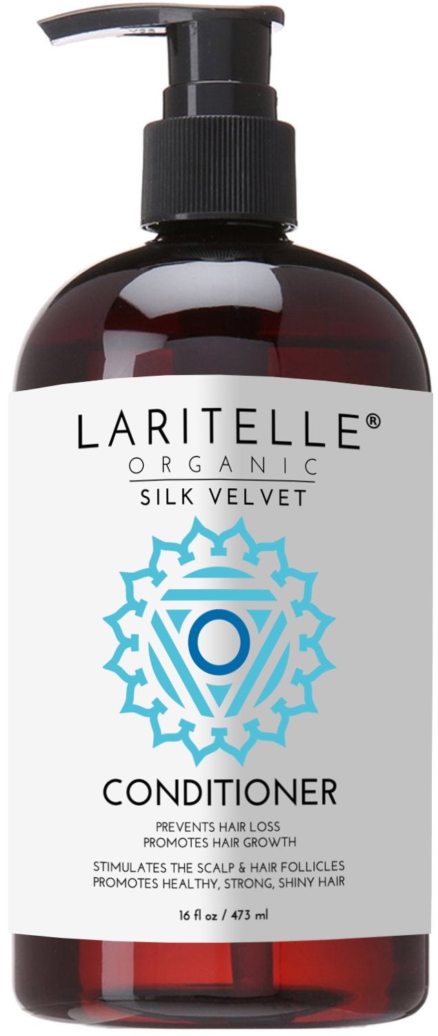 Laritelle Organic Conditioner 16 oz Organic Prunella Sesame Flaxseed Shea Keratin Biotin Renewing Hair Growth Rosemary Geranium Myrtle Ravintsara Chamomile and Laurel Leaf GF
