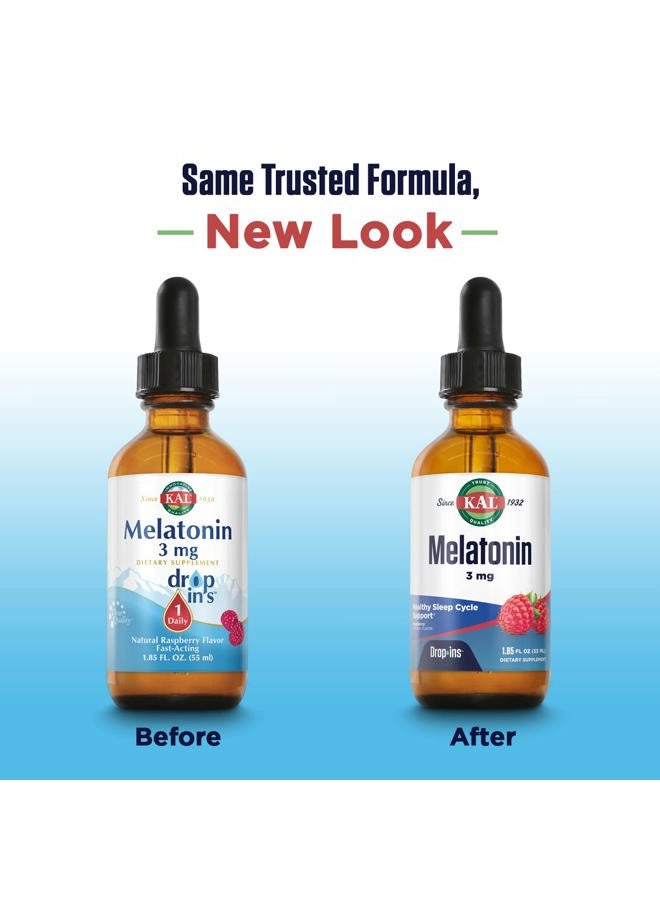 KAL Melatonin DropIns 3mg, Healthy Sleep Aid Support, Liquid Melatonin Drops for Optimal Absorption & Calming Relaxation Support, Fast Acting, Natural Raspberry Flavor, Approx. 55 Servings, 1.85oz  - Image 2