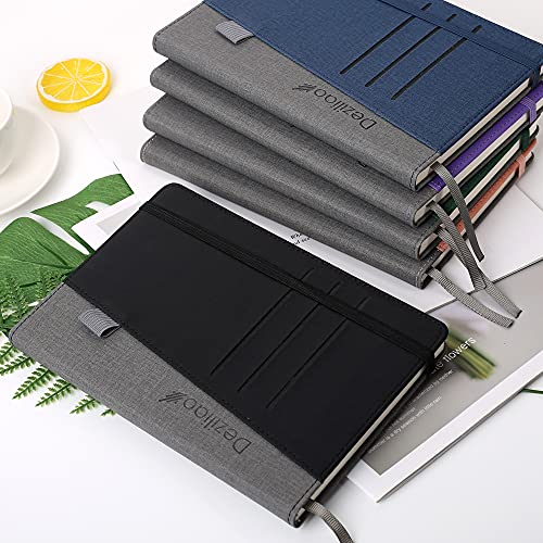 Deziliao Lined Journal Notebooks with Pen Loop, Hardcover Notebook Journal for Work, 100Gsm Premium Thick Paper with Inner Pocket, Medium 5.7''''x8.4'''', ?Black, Ruled, 1 Pack - Image 2