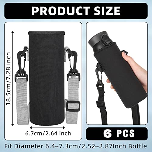 Rtteri 6 Pcs Neoprene Water Bottle Carrier Bag with Adjustable Shoulder Strap 32oz Insulator Water Bottle Cover Holder Cooler Sleeve for Stainless Steelglassplastic Black - Image 3
