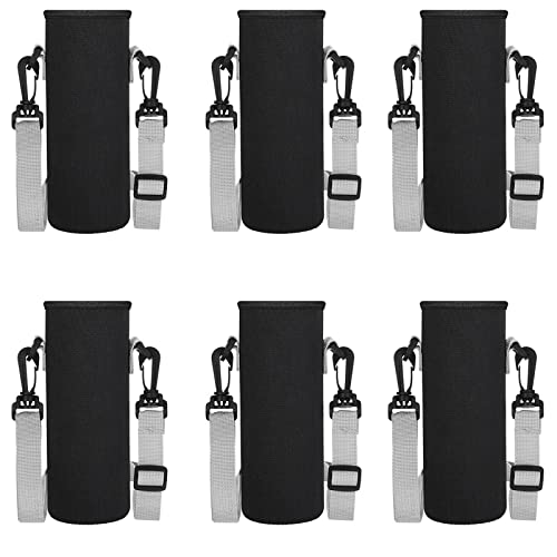 Rtteri 6 Pcs Neoprene Water Bottle Carrier Bag with Adjustable Shoulder Strap 32oz Insulator Water Bottle Cover Holder Cooler Sleeve for Stainless Steelglassplastic Black - Image 1