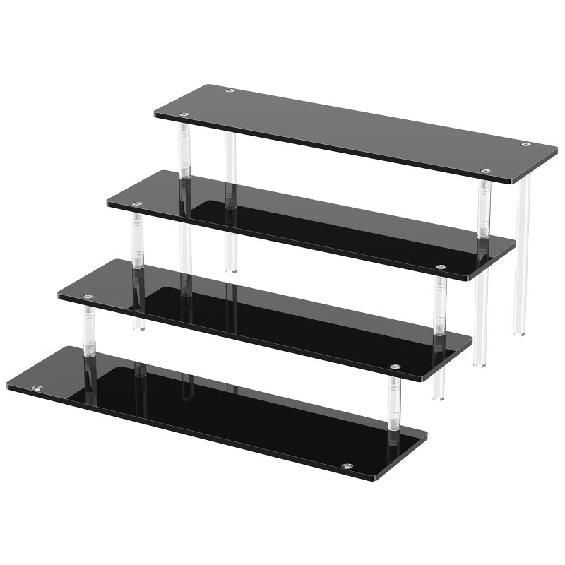 Dooiclear 4 Tier Acrylic Display Risers, Black Perfume Organizer Stand, Large Cupcake Stand Holder, Dessert Display for Party, Display Shelf for Figure and Collection, Riser Stand for Decoration and Organizer - Image 1