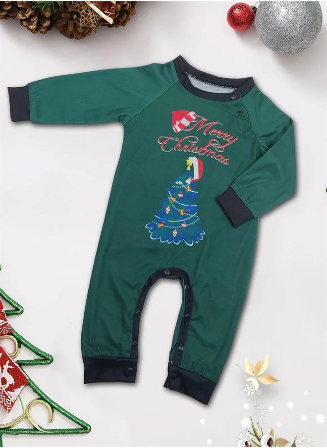 بيبي كلو Christmas Tree printed green romper for infants