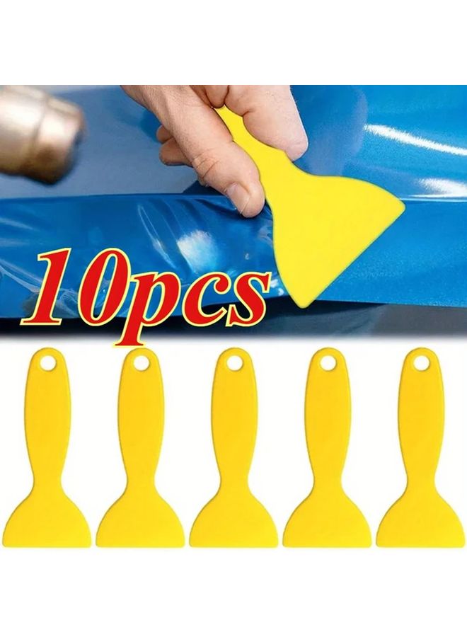 10pcs Yellow Plastic Scraper Multi Purpose Edge Control Tool Ergonomic Handle - Image 2