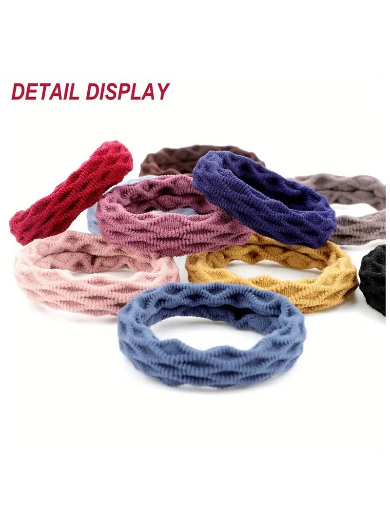 60 Pcs Seamless Hair Ties Ponytail Holders Thick Elastic Hair Tie Cotton No Crease Hair Band For Thick Heavy And Curly Hair, Lightweight Highly Elastic - Image 3