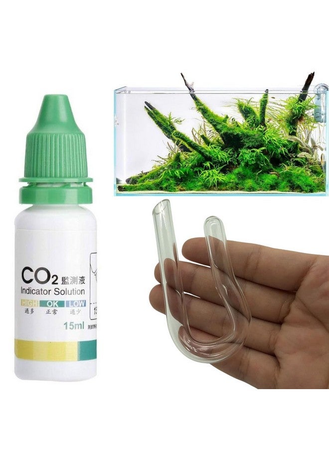 VAYINATO Glass Co2 Hanging Indicator (J Shaped) With Co2 Liquid Solution (15Ml) | Drop Checker For Planted Aquarium By Petzlifeworld - Image 1