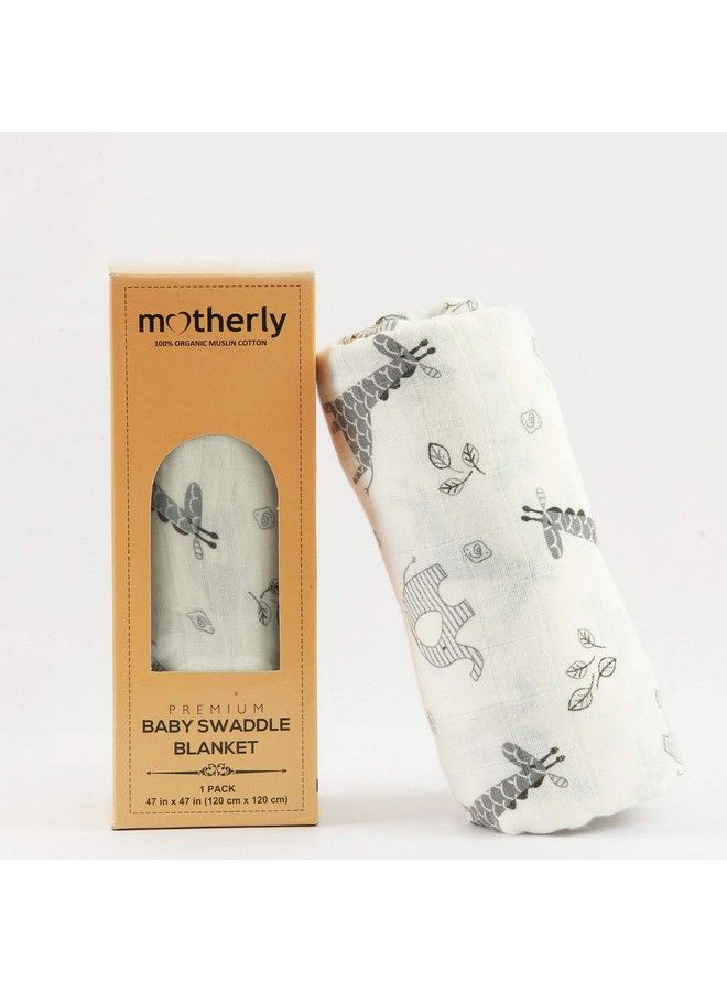 Motherly Baby Blankets Newbornmuslin Cotton Cloth Swaddle 120X120 Cm (Elephant Deer) - Image 1