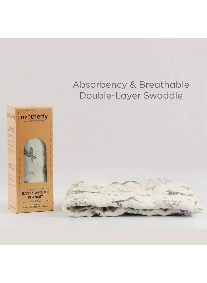 Motherly Baby Blankets Newbornmuslin Cotton Cloth Swaddle 120X120 Cm (Elephant Deer) - Image 3