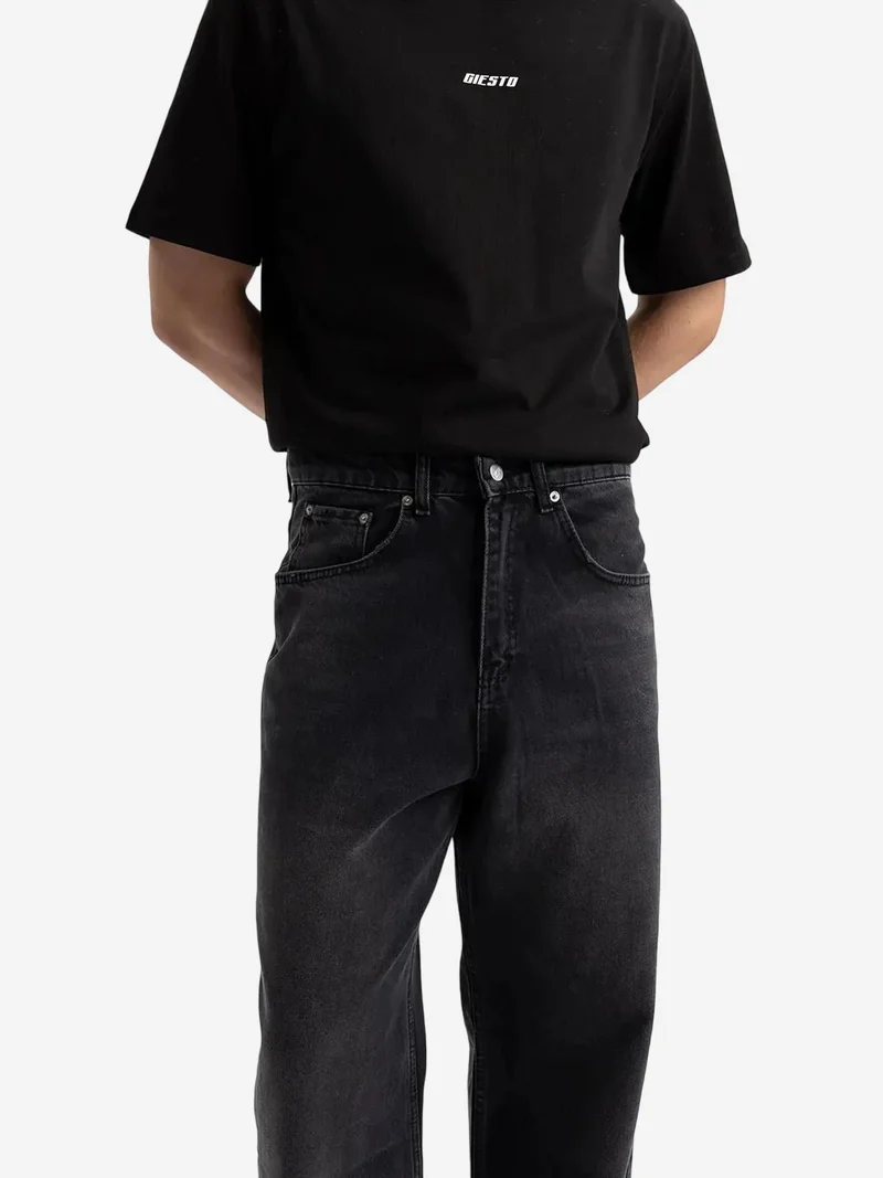 Giesto Charcoal Grey GIESTO Relaxed Fit Straight Leg Jeans for Men | Best Price UAE