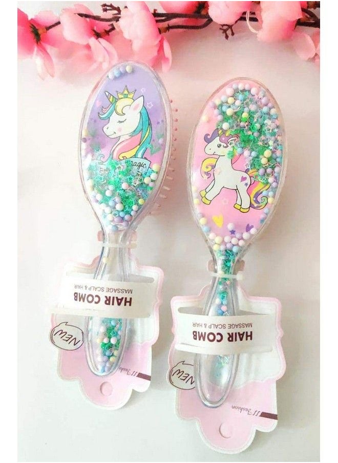 Tera13 Tera 13 Unicorn Glittery Star Brush Comb Hairbrush For Kids Unicorn Hair Brush For Kids/Comb For Girls/Detangling Hairbrush For Girls (1 Piece)  - Image 2