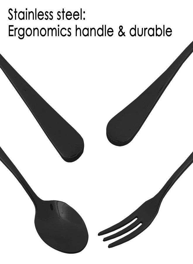 DaKuan 16 Pieces Black Demitasse Espresso Spoon (4 inch) and Stainless Steel Forks (4.8 inch), DaKuan Mini Coffee Spoons & Cake Forks for Dessert, Tea, Appetizer - Image 2