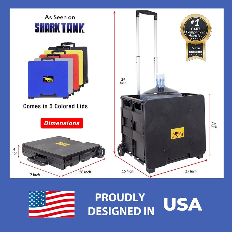 dbest products Quik Cart Two-Wheeled Collapsible Handcart with Yellow Lid Rolling Utility with seat Heavy Duty Lightweight 01-680 - Image 4