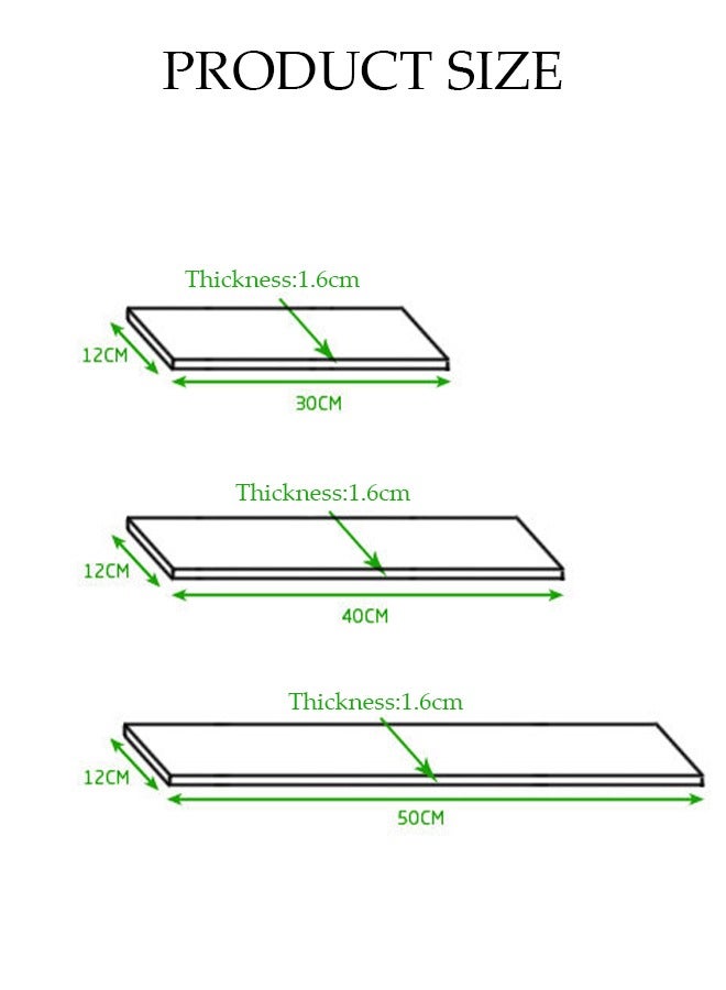 DUNISO 3 قطع من رفوف الحائط العائمة المثبتة، رف تخزين، رف عرض، لا حاجة للحفر، مناسب لغرف النوم، غرف المعيشة، الحمامات، المطابخ، المكاتب - Image 2