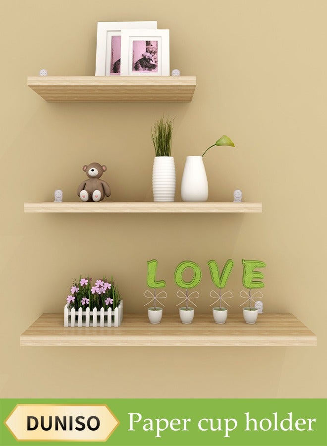 DUNISO 3 قطع من رفوف الحائط العائمة المثبتة، رف تخزين، رف عرض، لا حاجة للحفر، مناسب لغرف النوم، غرف المعيشة، الحمامات، المطابخ، المكاتب - Image 1