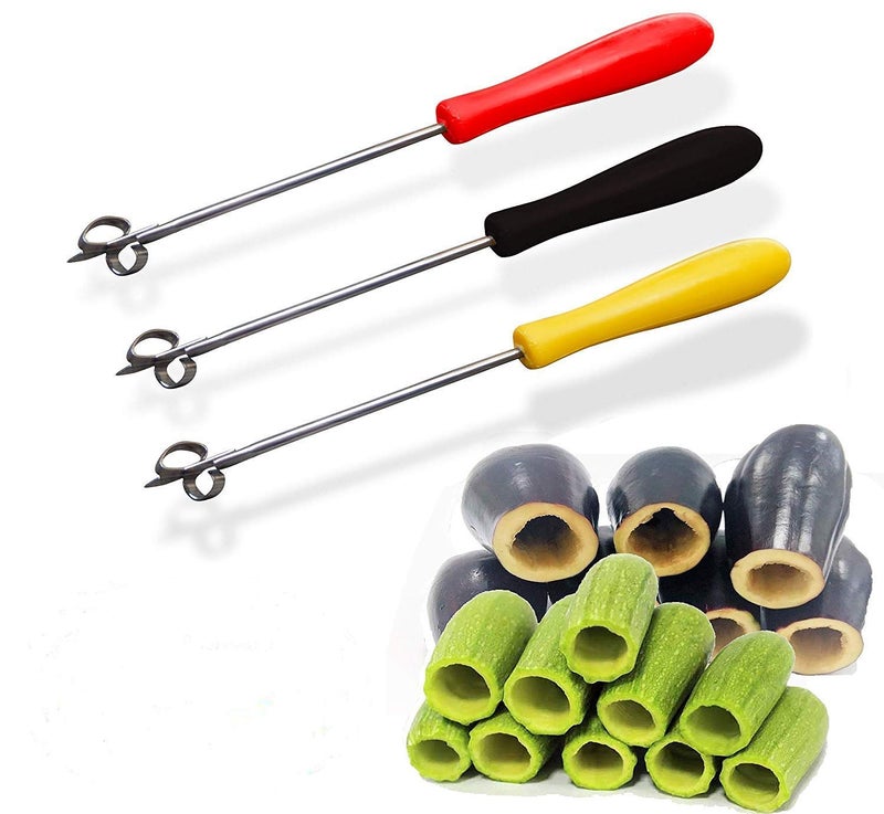 BonBalloon 3pcs Random Color Stainless Steel Vegetable Corer, 10" Long, Non-Slip Ergonomic Handle - Image 1