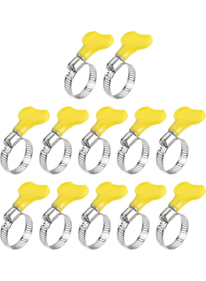 VITION 12pcs Steel Hose Clamps, 19-29mm Adjustable Pipe Clips with Plastic Handle for Securing Connections Gas Lines, Water, Oil Pipes - Image 1
