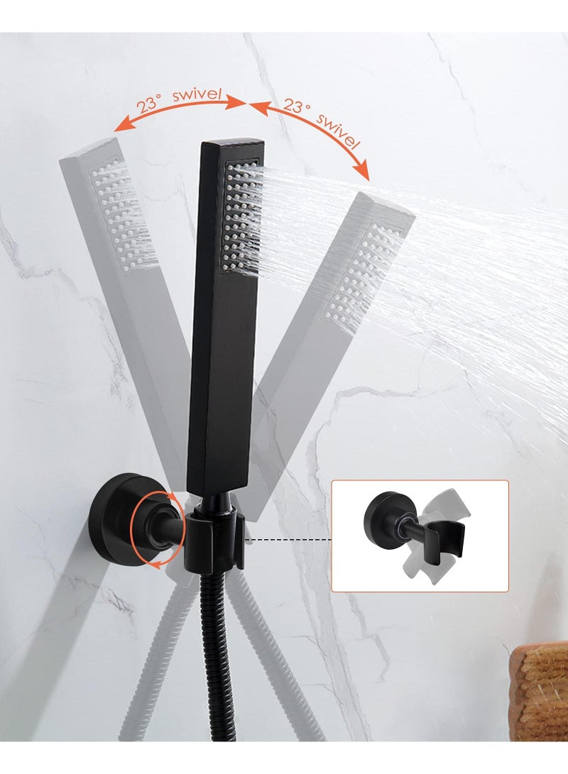 Sweet seven 360° Adjustable Shower Head Holder Wall Mount - Nail-Free, Waterproof, SUS304 Stainless Steel, Matte Black - Image 4