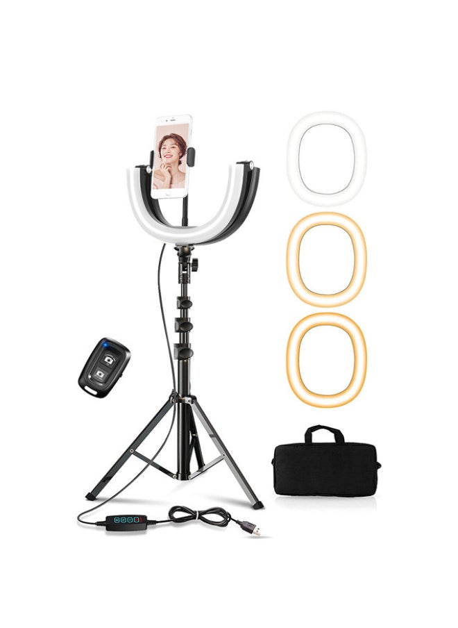 Generic 12-inch Three-color Foldable Ring Light Beauty Selfie Led Ring Mobile Phone Video Live Fill Light Bracket-Specifications:12-inch Folding Ring Light + Desktop Bracket  - Image 3