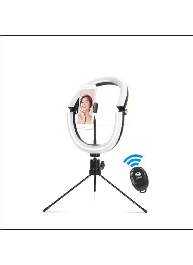 Generic 12-inch Three-color Foldable Ring Light Beauty Selfie Led Ring Mobile Phone Video Live Fill Light Bracket-Specifications:12-inch Folding Ring Light + Desktop Bracket  - Image 1
