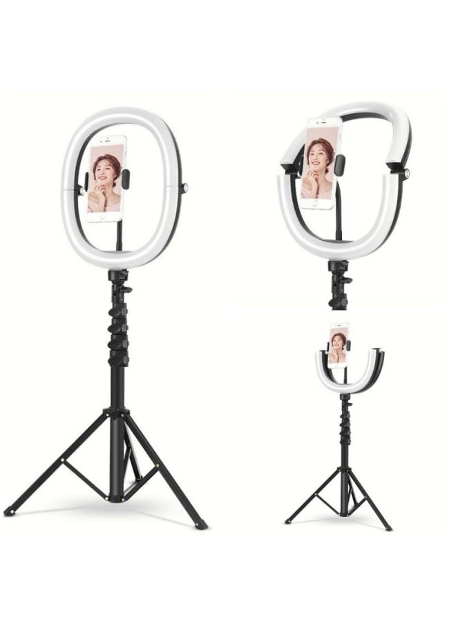 Generic 12-inch Three-color Foldable Ring Light Beauty Selfie Led Ring Mobile Phone Video Live Fill Light Bracket-Specifications:12-inch Folding Ring Light + Desktop Bracket  - Image 4