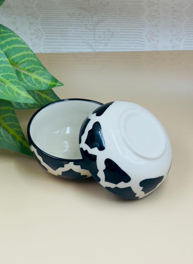 LUPAAVA أوعية تقديم سيراميك من لوبافا - 4 بوصات، طقم من قطعتين - أدوات مائدة أنيقة مصنوعة يدويًا - آمنة للاستخدام في الميكروويف وغسالة الصحون - مثالية للوجبات الخفيفة والكاري والسلطات والاستخدام اليومي. (مُقَلَّم) - Image 2