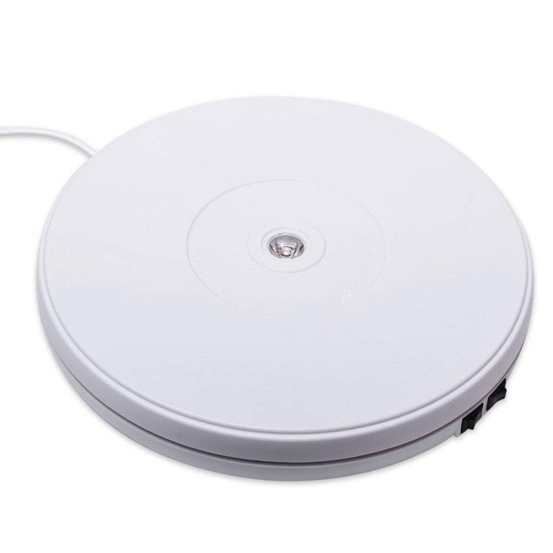 fotoconic White Electric Motorized Rotating Turntable Display Stand with LED 25cm Diameter 10KG Centric Loading for Shop Display
