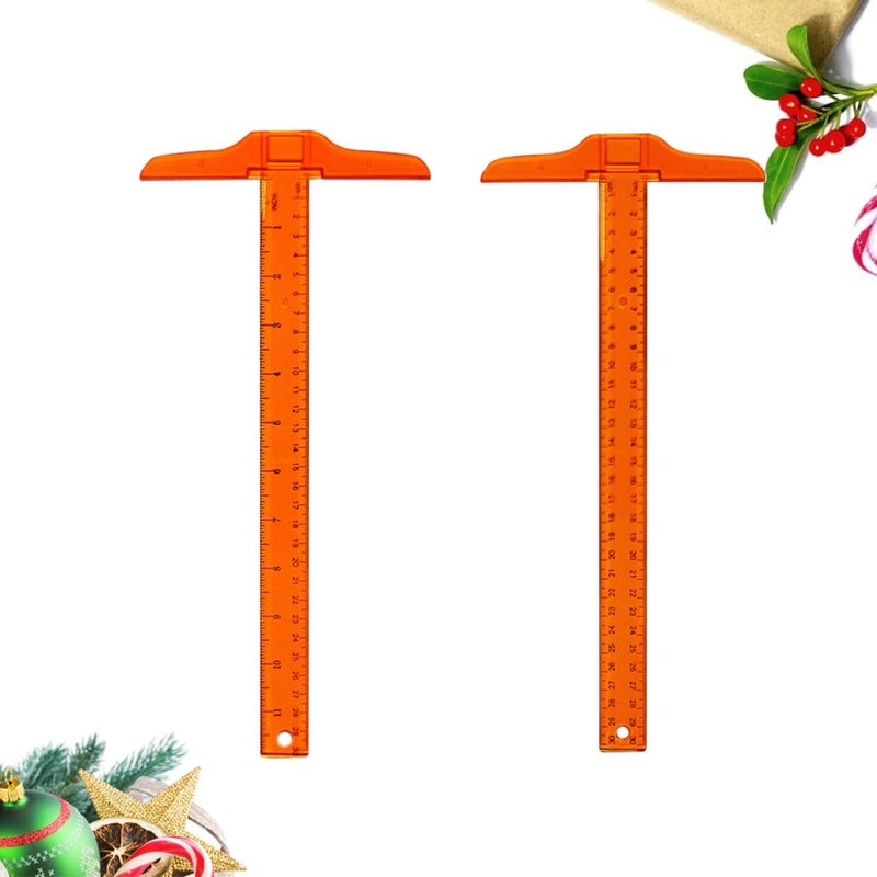 Orange Plastic T Square Ruler Double Side Metric Scale Drafting Design Architecture Art Layout Tool 2PCS - Image 3