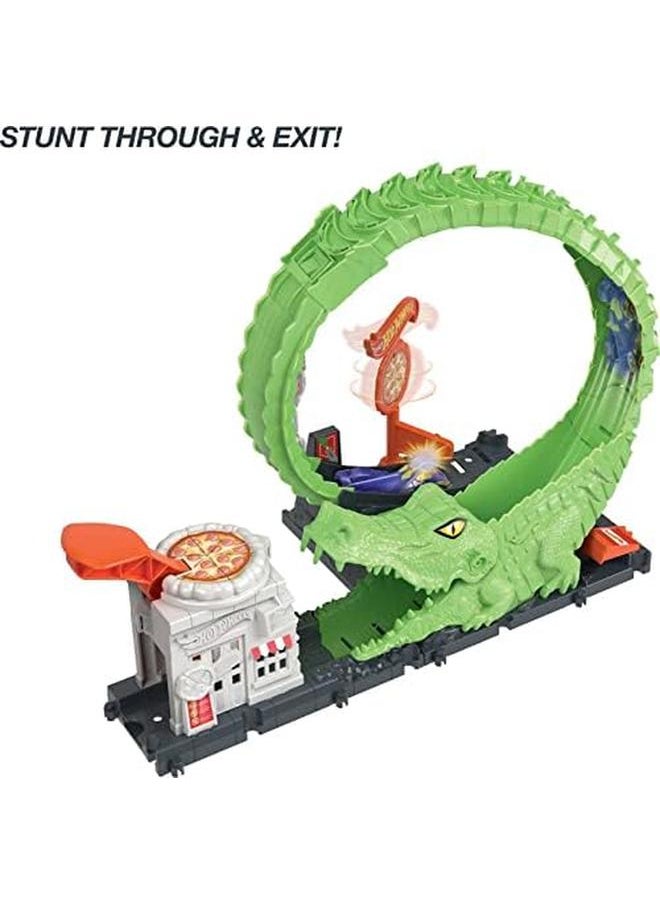Hot Wheels - Gator Loop Pizza Place Playset Track Set With 1 Toy Car - Image 1