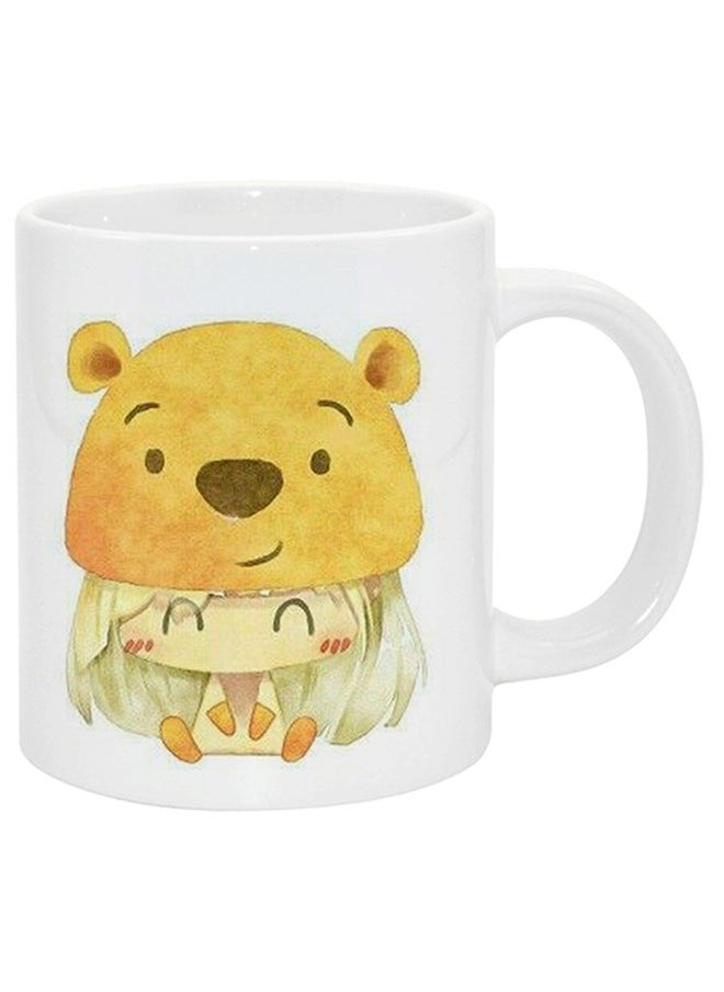 Phone Planet Bear Hat Printed Mug White/Yellow/Beige 