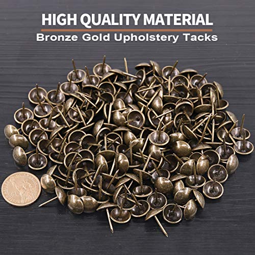 Keadic 300Pcs [ 9/16" in Diameter ] Antique Upholstery Tacks Furniture Nails Pins Assortment Kit for Upholstered Furniture Cork Board or DIY Projects - Bronze - Image 3