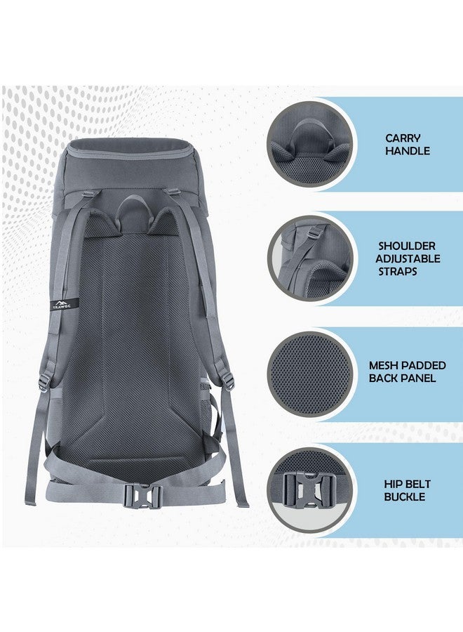 تراوك حقيبة سفر TRAWOC IGNITE بسعة 50 لترًا مفتوحة من الأمام والأعلى للمشي لمسافات طويلة والتخييم، حقيبة ظهر للرجال والنساء مع غطاء للمطر وحجرة للأحذية SHK020 رمادية داكنة - Image 3