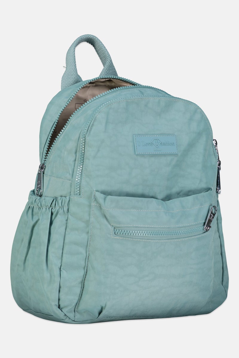 I Love Fashion Women Brand Logo Backpack, Sage Green - Image 3