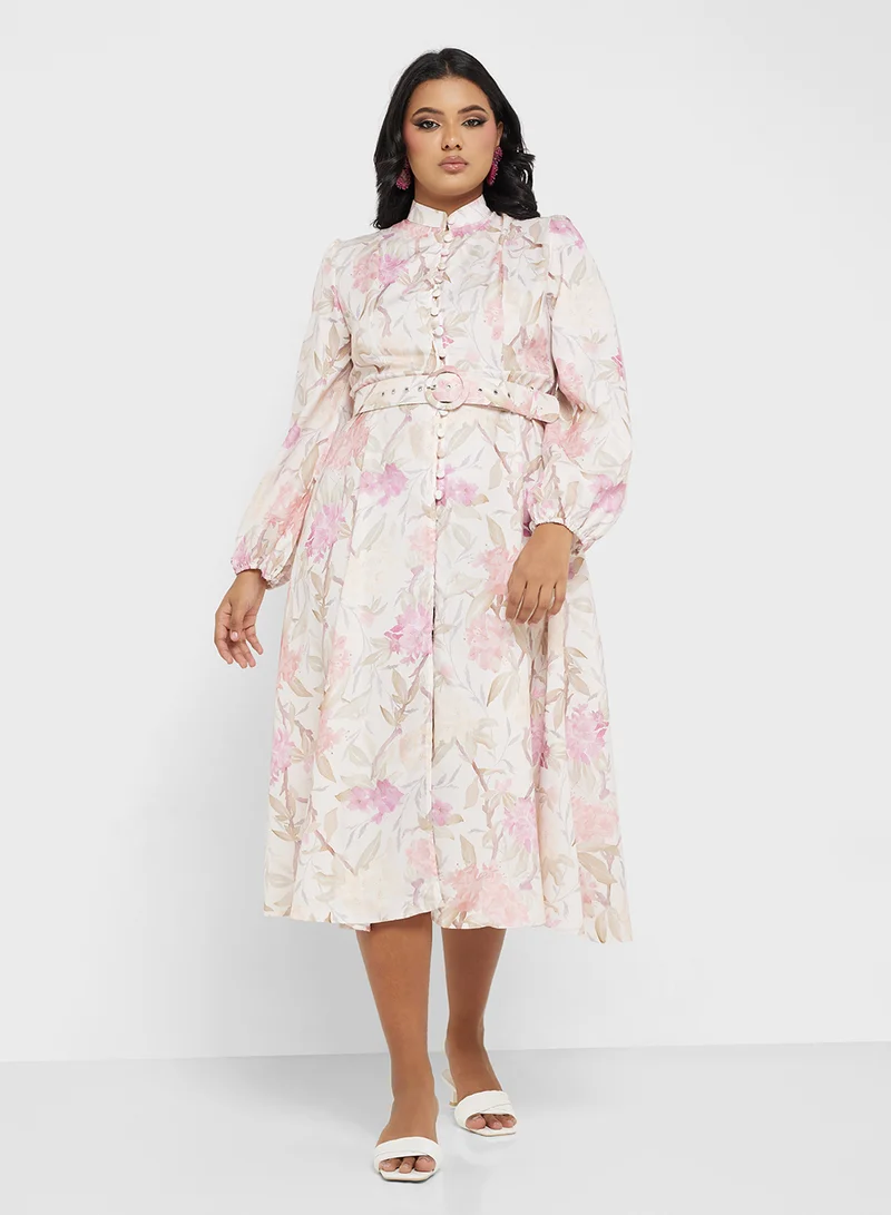 Khizana Floral Belted Dress