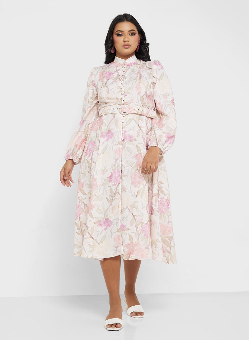 Khizana Floral Belted Dress - Image 4