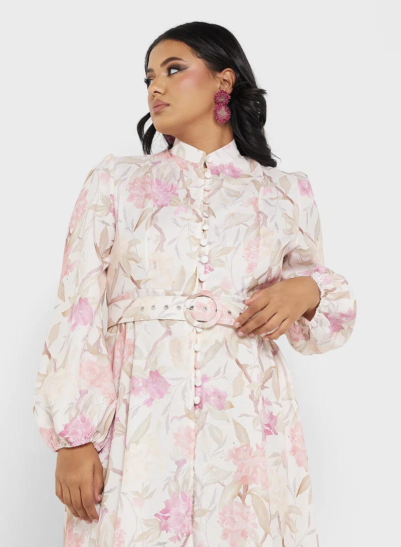 Khizana Floral Belted Dress