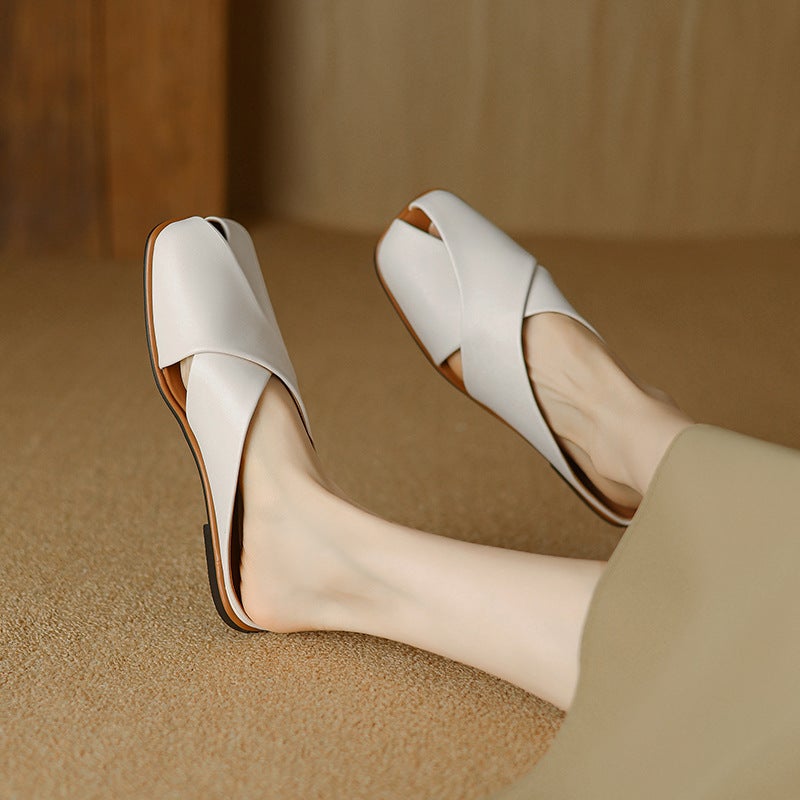 2024 Comfortable Flat Square Head 32-43 Size Outdoor Baotou Slippers For Women - Image 5